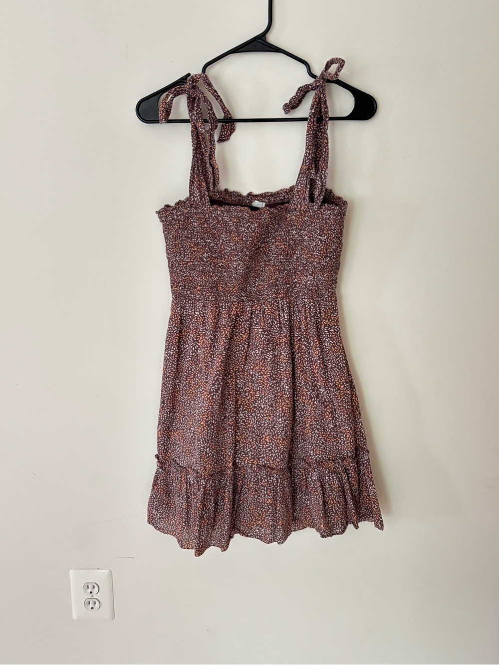 Aerie All Day Smocked Shoulder Tie Mini Dress